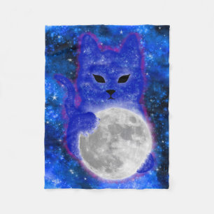 Manta Polar Un gato con espacio reducido jugando con la luna