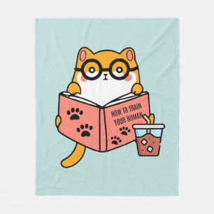 Manta Polar Un gato kawaii lindo leyendo un libro