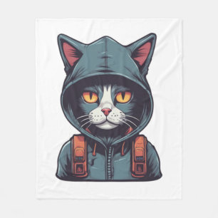 Manta Polar un gato lindo con una caramba verde
