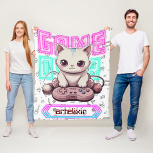 Manta Polar Un gato lindo Kawaii Gamer, juego sobre impresión