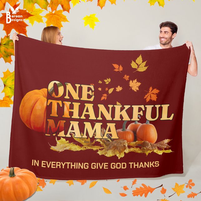 Manta Polar UN GRACIAS MAMÁ MOM Acción de Gracias (Cozy ONE THANKFUL MAMA Thanksgiving Fall Blanket with CUSTOMIZABLE Christian quote. Great mom gift.)