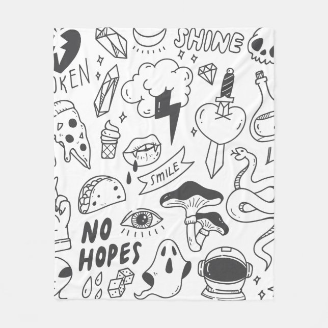 Manta Polar Un lindo doodle de graffiti (Anverso)