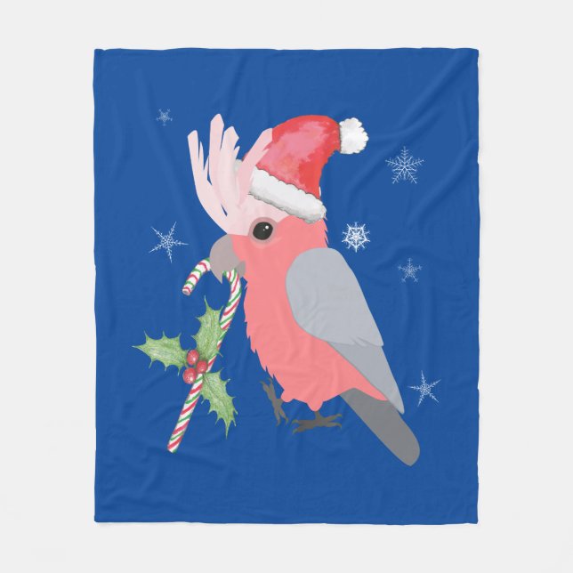 Manta Polar Un lindo galah cockatoo de Navidades (Anverso)