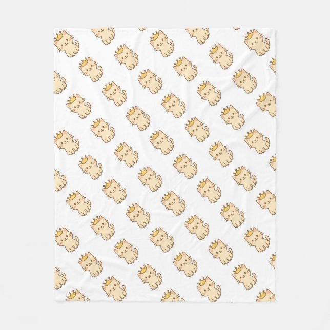 Manta Polar Un majestuoso gato cariñoso con una corona (Anverso)