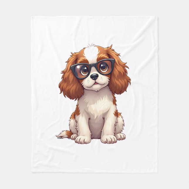 Manta Polar Un perro lindo Rey Charles Spaniel (Anverso)