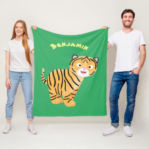 Manta Polar Un personalizado feliz del cachorro de tigre
