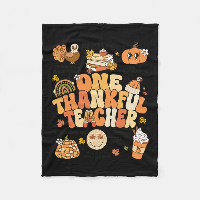 Manta Polar Un profesor agradecido retro de Acción de Gracias  (Anverso)