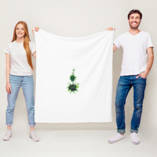 Manta Polar un rosa verde con hojas sobre un fondo blanco