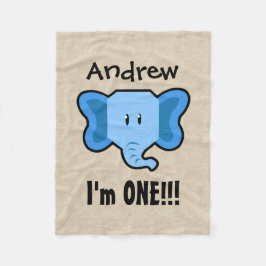 Manta Polar Una cara linda A18 del elefante del 1r cumpleaños