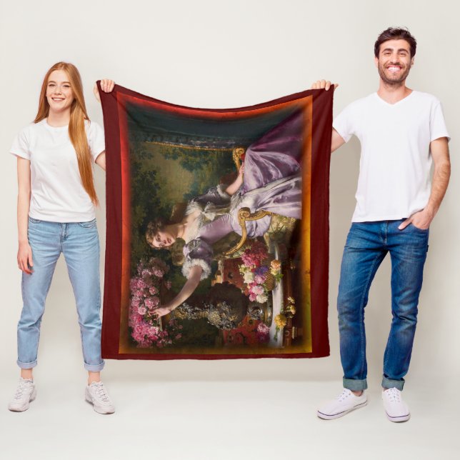 Manta Polar Una Dama Con Un Vestido Lilac Con Flores (In situ)