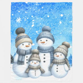 Manta Polar Una familia de muñecos de nieve en la nieve