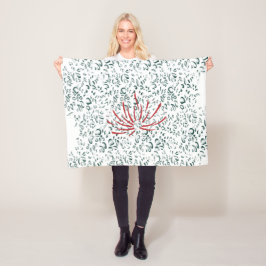 Manta Polar una flor roja sobre un fondo negro