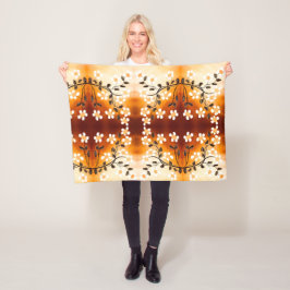 Manta Polar Una Impresión Floral Bastante Blanca Con Amarillo