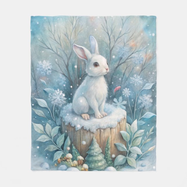 Manta Polar Una liebre dulce en invierno (Anverso)