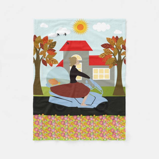 Manta Polar Una mujer en motocicleta (Anverso)