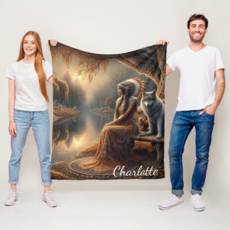 Manta Polar Una mujer indígena y su leal compañera de lobo