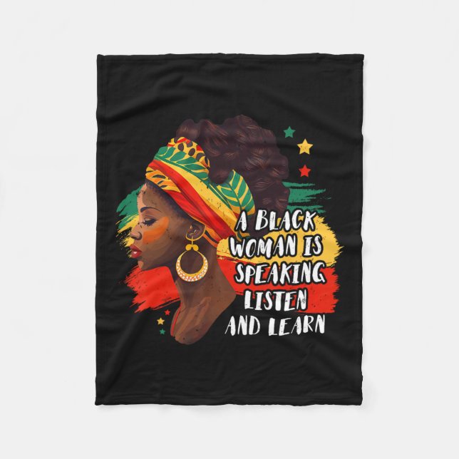 Manta Polar Una Mujer Negra Habla Escuchar Y Aprender Melanin (Anverso)