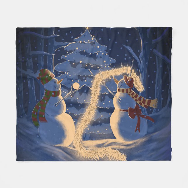 Manta Polar Una Navidad de muñeco de nieve (Frente (Horizontal))
