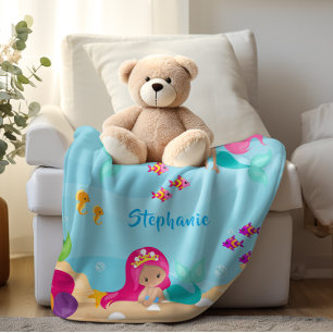 Manta Polar Una sirena pequeña y personalizada Girly bajo el m