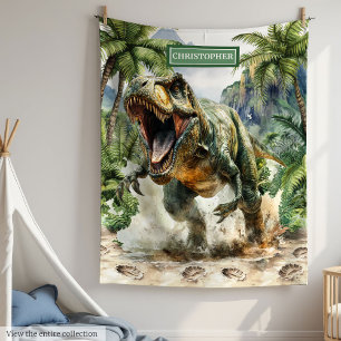Manta Polar Único Dinosaur Blanket Custom Name Boys