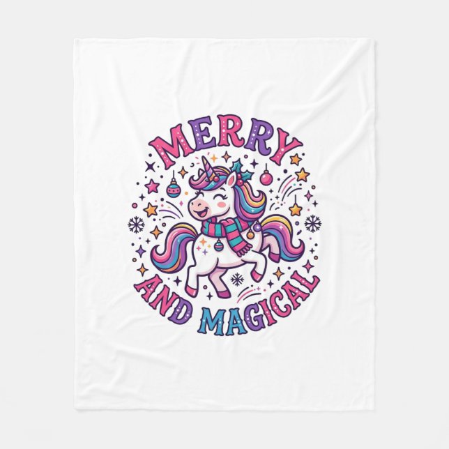 Manta Polar Unicornio Alegre y Mágico (Anverso)