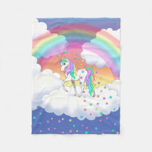 Manta Polar Unicornio arcoiris colorido y estrellas