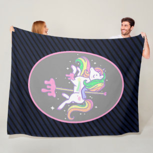 Manta Polar Unicornio arcoiris con espalda rayada