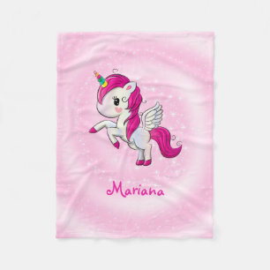 Manta Polar Unicornio Blanco Y Rosa