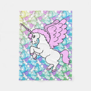 Manta Polar Unicornio blanco y rosado