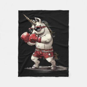 Manta Polar Unicornio Boxeador Con Guantes De Boxeo Kickboxing