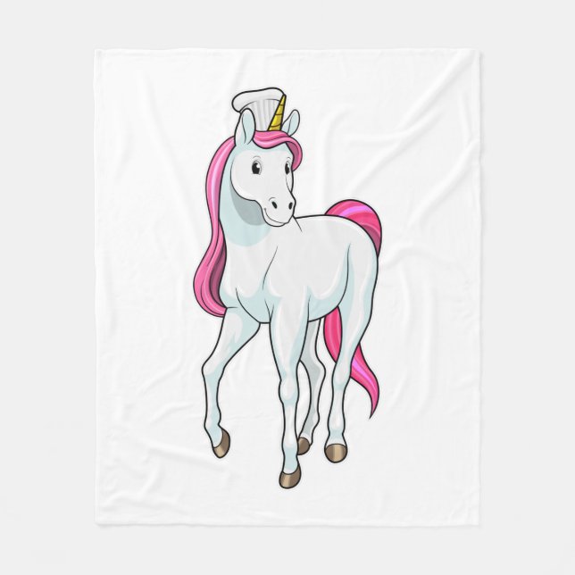 Manta Polar Unicornio como cocinero con gorra de chef (Anverso)