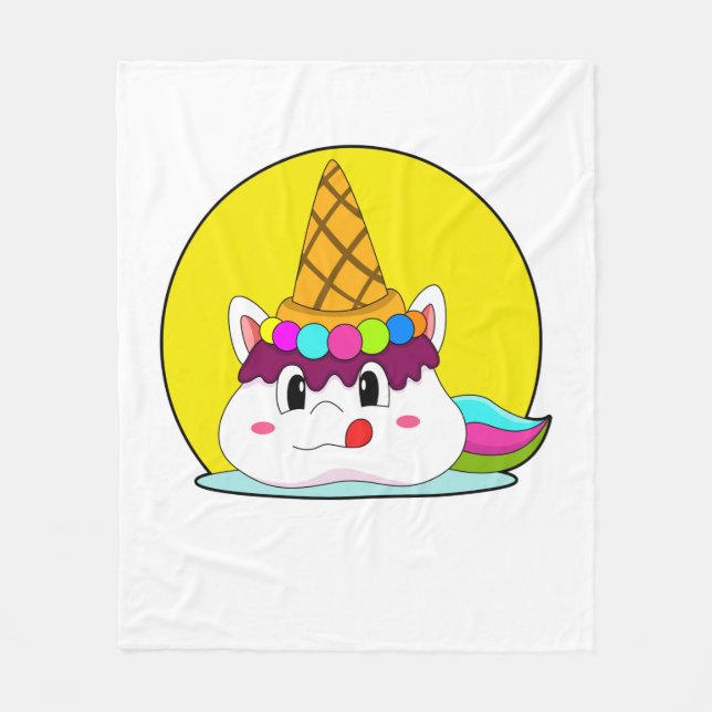 Manta Polar Unicornio con helado (Anverso)