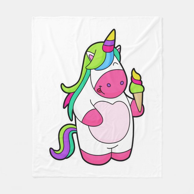 Manta Polar Unicornio con helado de Waffle (Anverso)