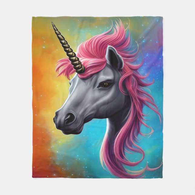 Manta Polar Unicornio con Mano Rosa (Anverso)