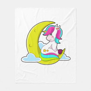 Manta Polar Unicornio con nubes y luna