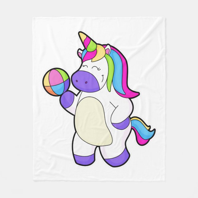 Manta Polar Unicornio con voleibol (Anverso)