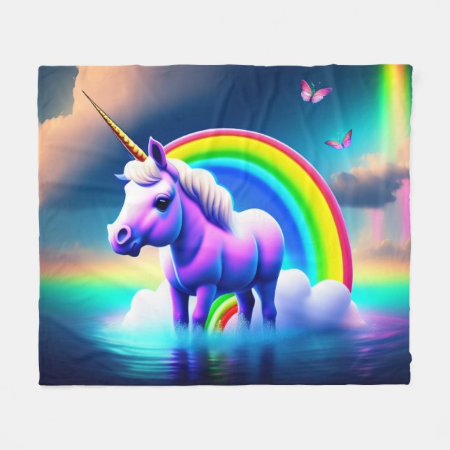 Manta Polar Unicornio de bebé colorido (Frente (Horizontal))