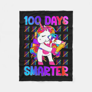 Manta Polar Unicornio Feliz 100 Días Escolares Más Brillantes