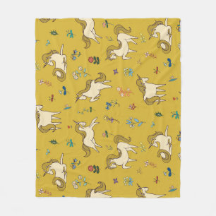 Manta Polar Unicornio Forestal: Patrón Floral Vintage