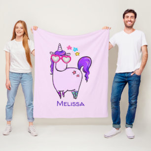 Manta Polar Unicornio lindo en gafas cardiacas