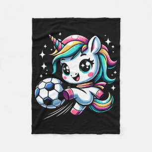 Manta Polar Unicornio Lindo Jugando Fútbol