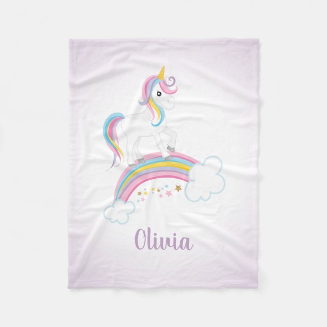 Manta Polar Unicornio mágico púrpura del arco iris (Anverso)