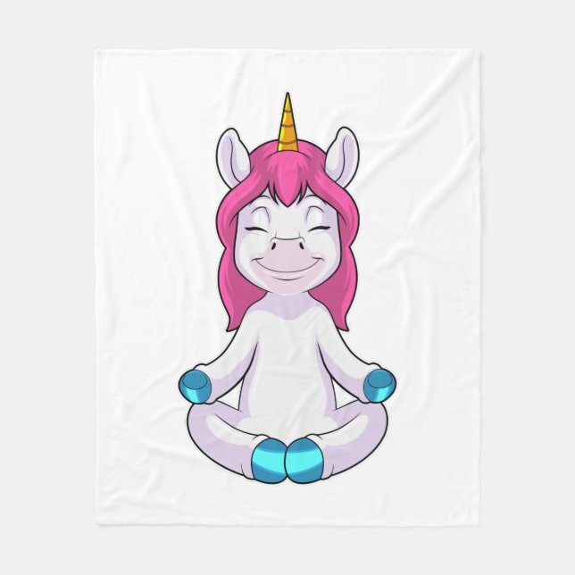 Manta Polar Unicornio meditando sentado (Anverso)
