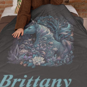 Manta Polar Unicornio místico - Bosque de fantasías personaliz