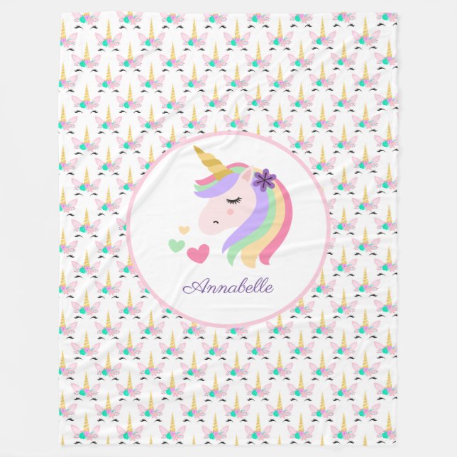 Manta Polar Unicornio personalizado (Anverso)