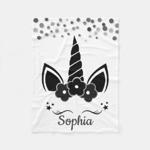 Manta Polar Unicornio personalizado con pony negro
