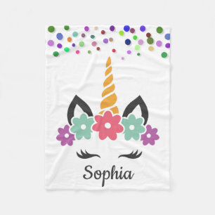 Manta Polar Unicornio personalizado con una ponía en blanco ne