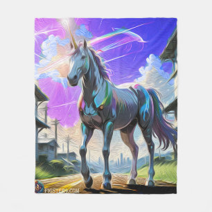 Manta Polar Unicornio pintado