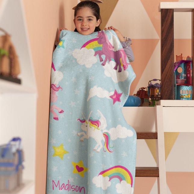 Manta Polar Unicornio rosa y morado y arcoiris (Subido por el creador)