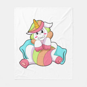 Manta Polar Unicornio tímido con almohada